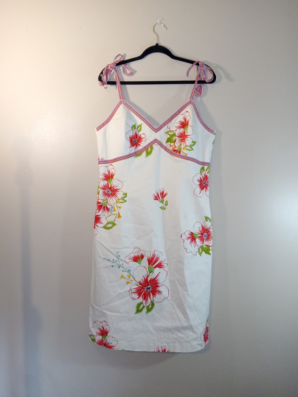 Harve Benard Cream Sundress with Red Floral Print